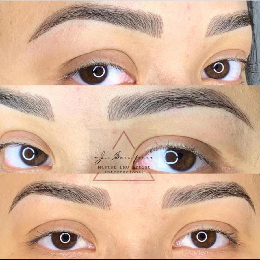 Antes e depois de sobrancelha fio a fio