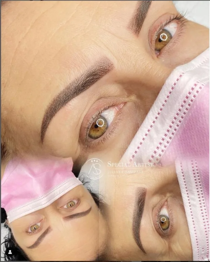 Antes e depois de micropigmentação de sobrancelha