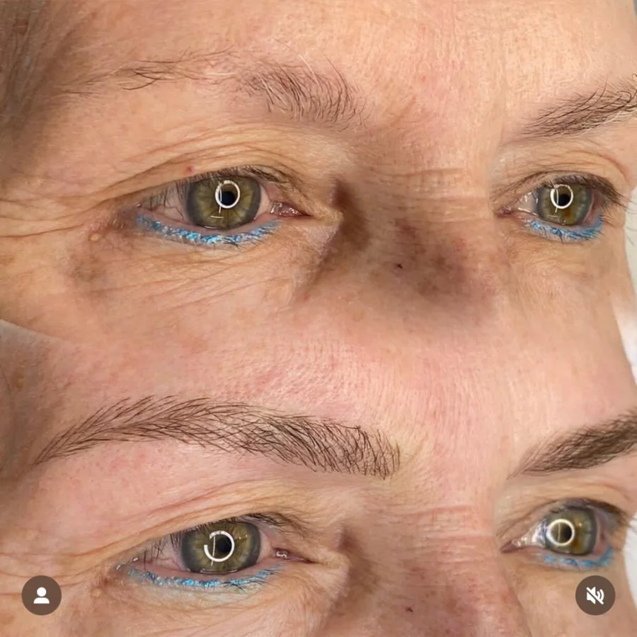 Antes e depois de delineado / micropigmentação de olhos